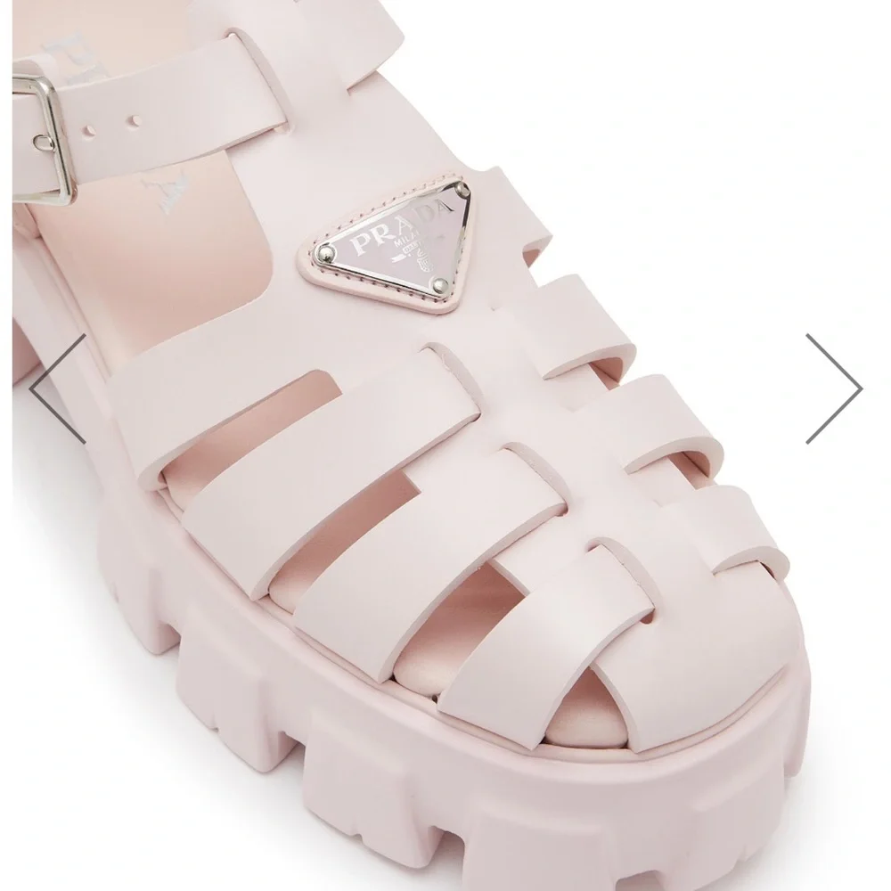 Prada Monolith Logo Plaque Platform Fisherman Sandals - Picture 4 of 10